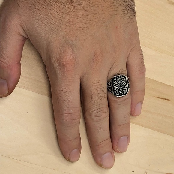 925 Sterling Silver Handmade Design Men's Ring - Picture 6 of 6